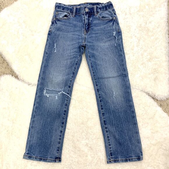 Gap For Good Jeans Distressed Regular Straight Adjustable Waist Boys 7 - Picture 1 of 9